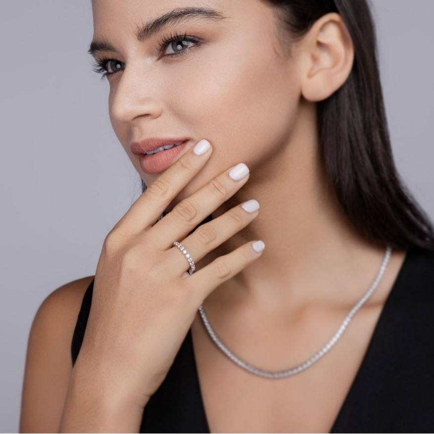 2.5mm 1.32CT Moissanite Full Ring S925 Silver Plated 18K Bezel Women's - Image 5