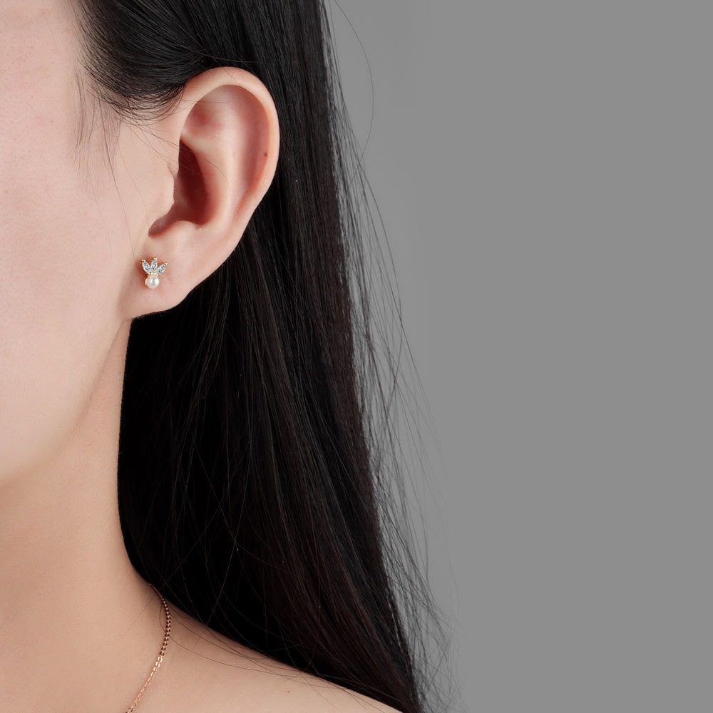 S925 sterling silver stud earrings marquise rabbit earrings - Image 5