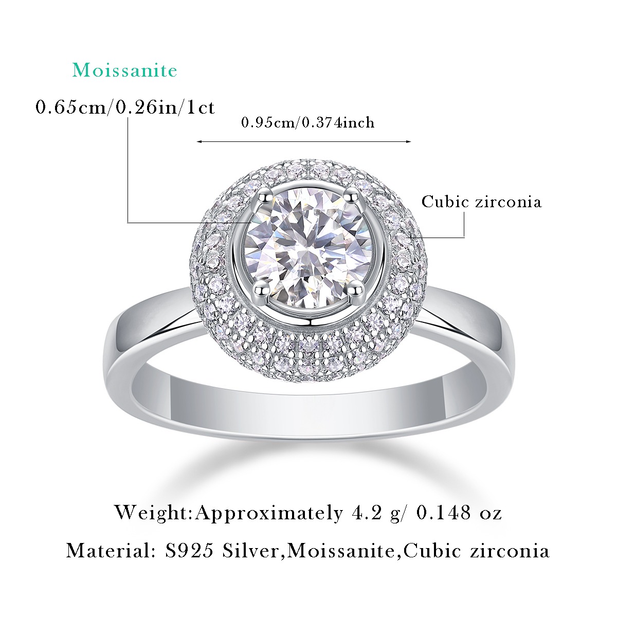 S925 sterling silver ring eggs moissanite engagement wedding ring for women - Image 2