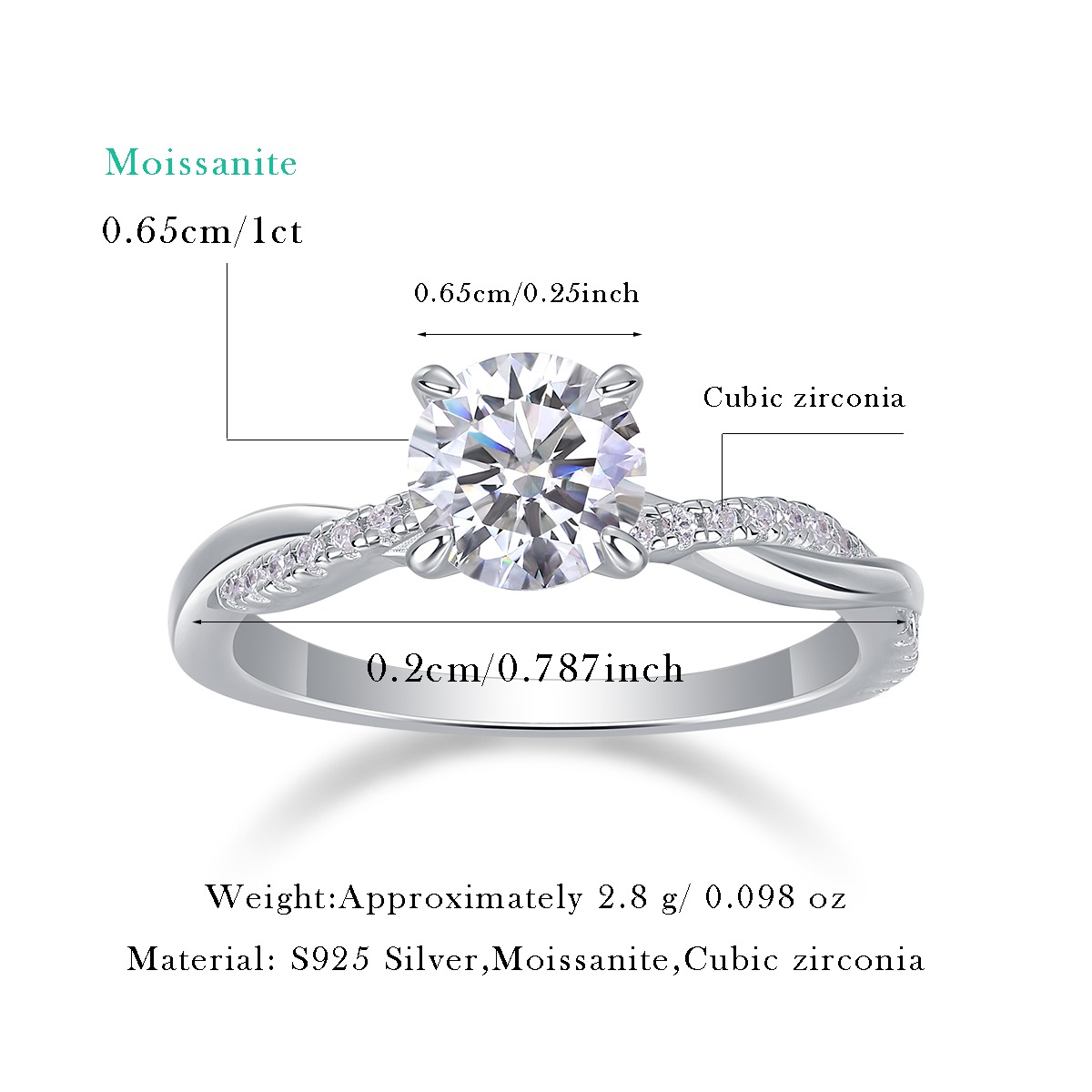 Wholesale 925 Sterling Silver Women 1ct Bling Moissanite Engagement Ring For Woman - Image 2