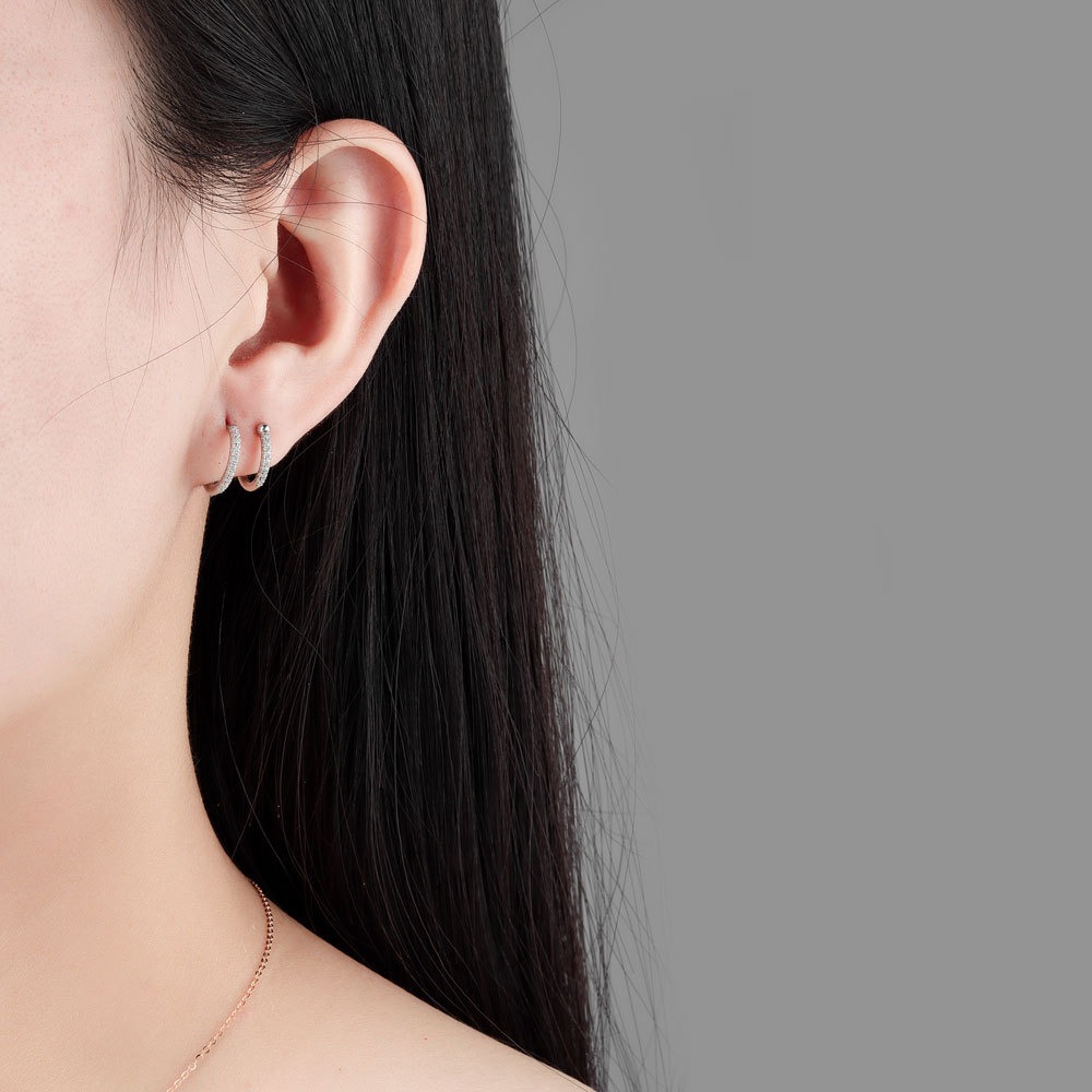 S925 sterling silver stud earrings double round earrings - Image 4