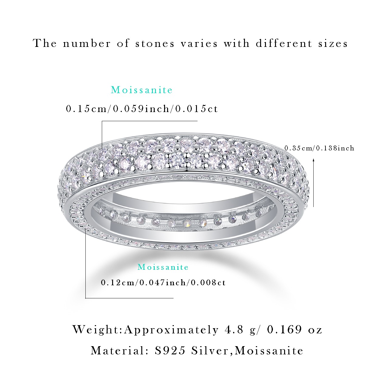 S925 sterling silver ring moissanite diamond wedding engagement ring for women fashion jewelry - Image 2