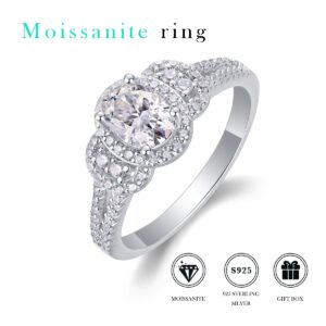 S925 Sterling Silver Round Moissanite Rings Rhodium Plated Engagement Ring Jewelry For Manufacturer