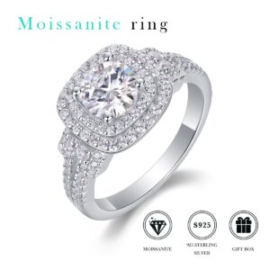 1ct MoissaniteRing 925 Sterling Silver Rhodium Plated Engagement Wedding Band Unique Gift