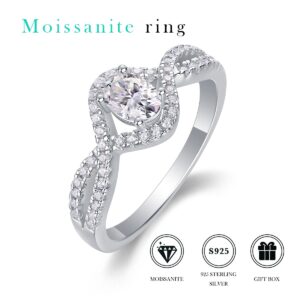 High Quality VVS1 1 CT 925 Sterling Silver Luxury D Color Diamond Moissanite Ring