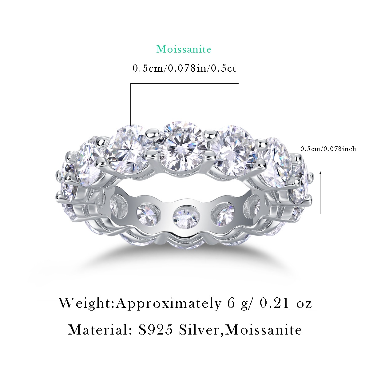 S925 Sterling Silver Ring with 1ct Moissanite Center Stone Luxury Design for Special Occasions - Image 2