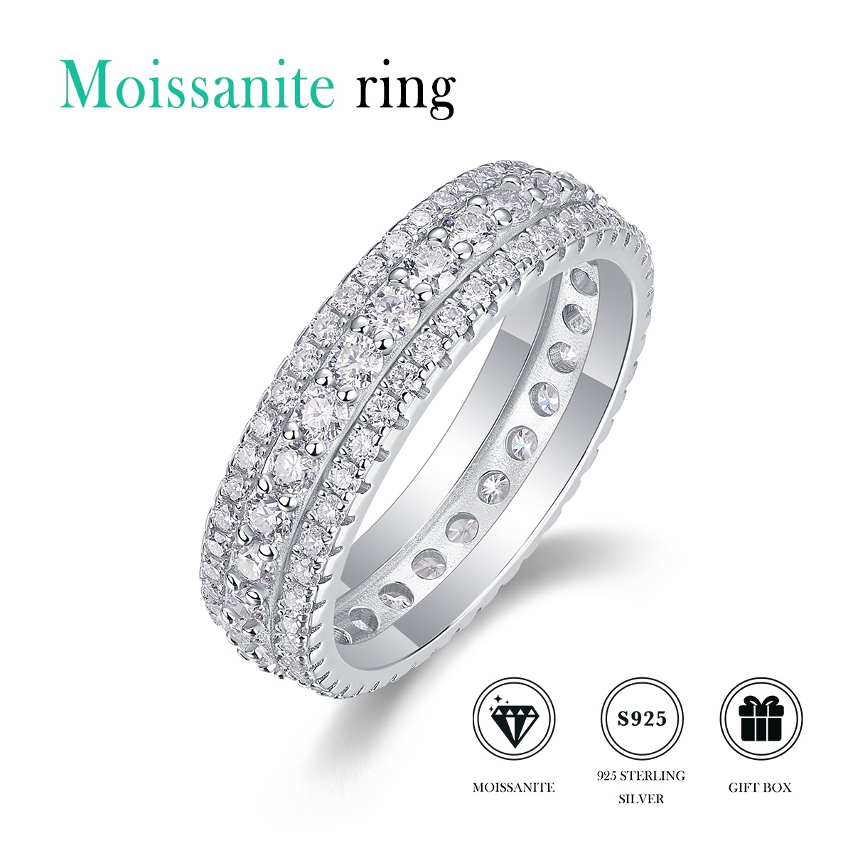 S925 Sterling Silver Engagement Ring with Halo of Round Classic and Timeless Design Promise Ring for Women