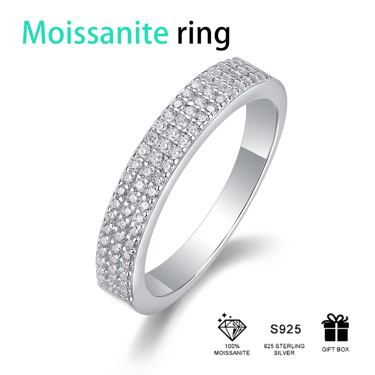 Hot Sale Certificate Real 925 Sterling Silver Moissanite Fine Finger Ring With Beautiful Design Wedding Ring - Image 4