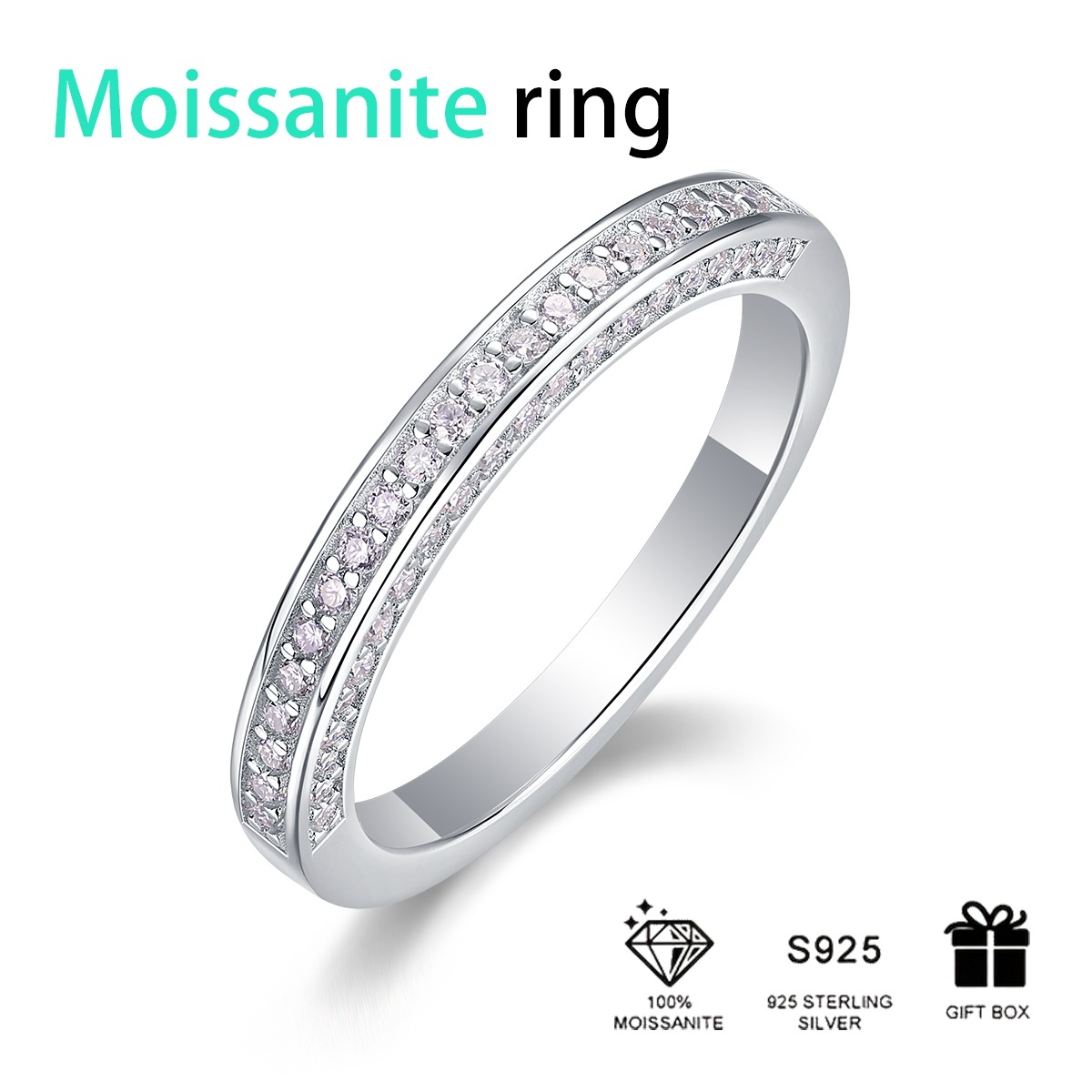 S925 Silver Moissanite Diamond Ring D Color Moissanite White Gold Plated Engagement Rings For Gift - Image 6