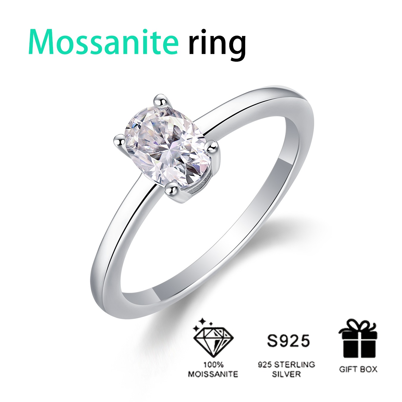 Hot Sale Certificate Real 925 Sterling Silver Moissanite Fine Finger Ring With Beautiful Design Wedding Ring - Image 3