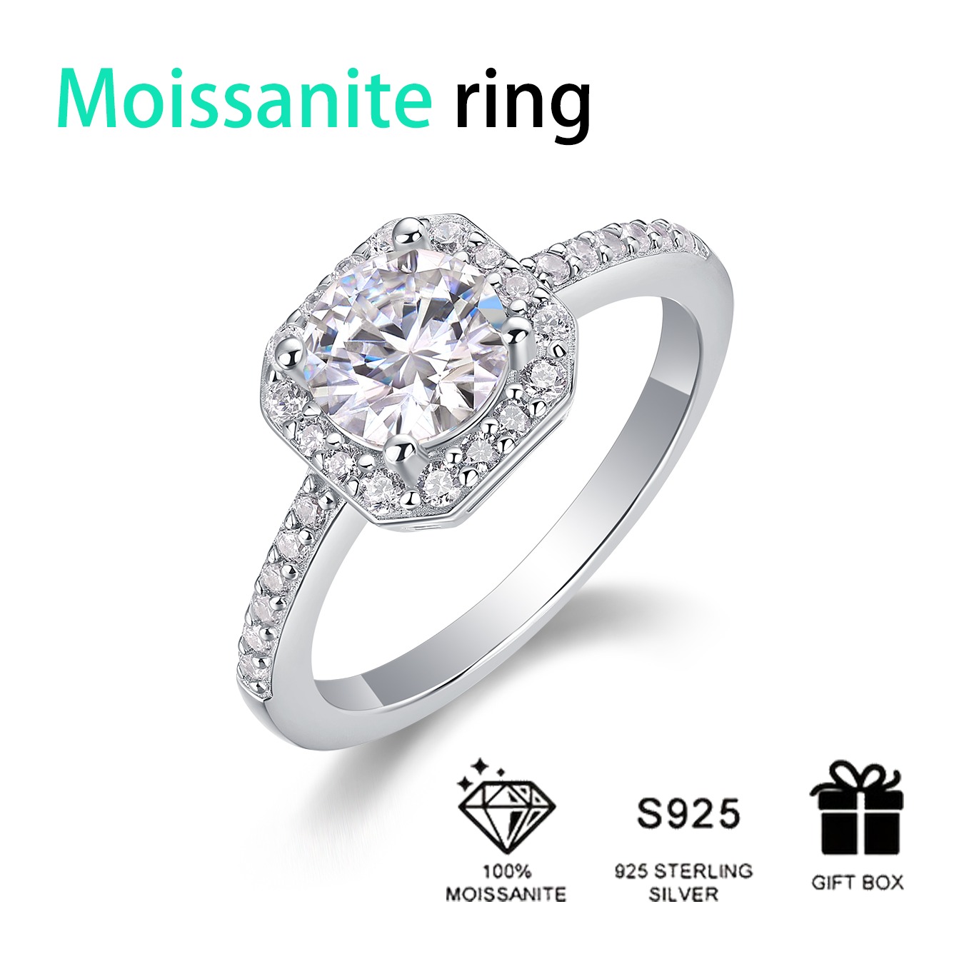 S925 Sterling Silver moissanite rings hip hop style Engagement female rings - Image 3