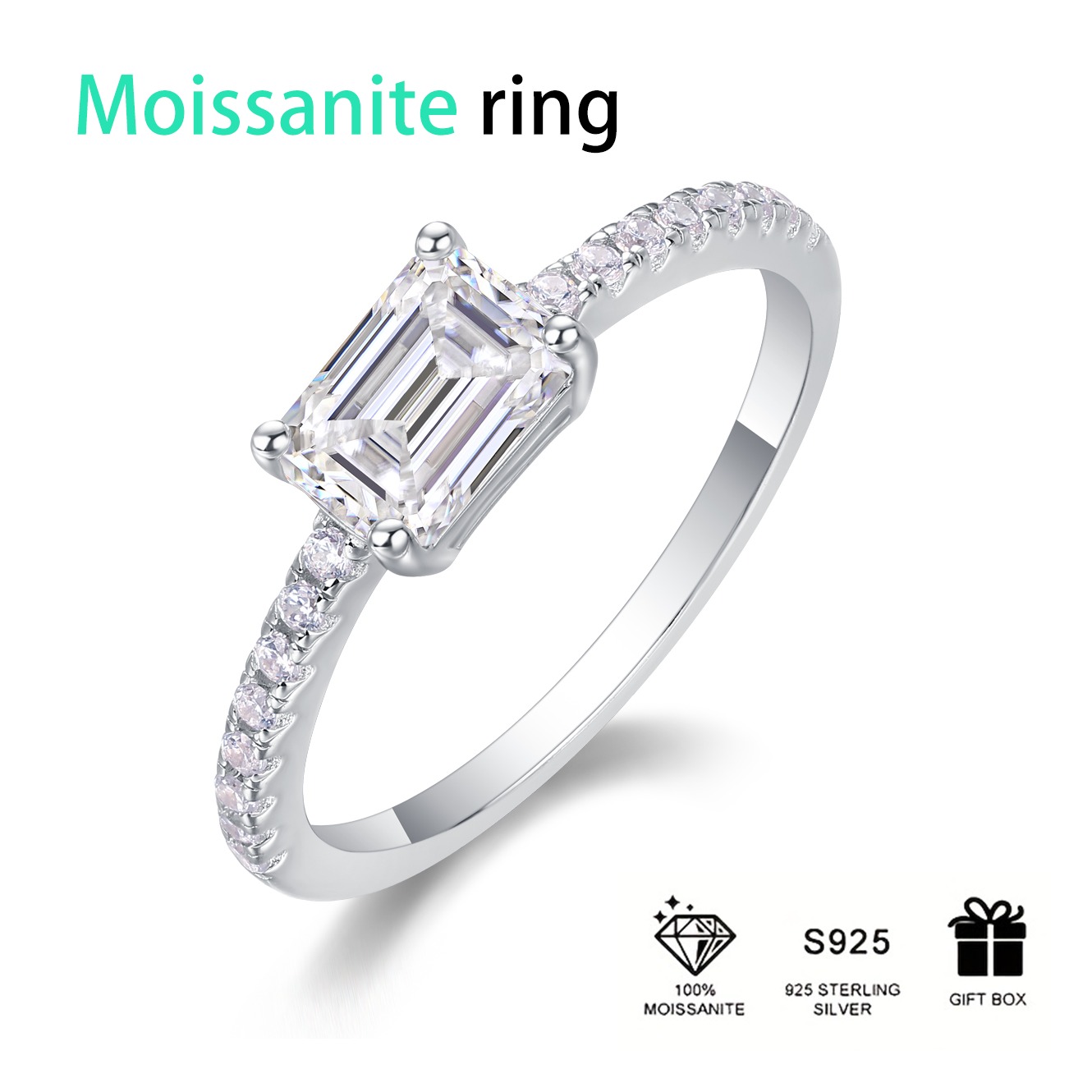 Jewelry Classic Wedding Engagement S925 Sterling Silver Ring Eternity Diamond Vvs Moissanite Ring - Image 3