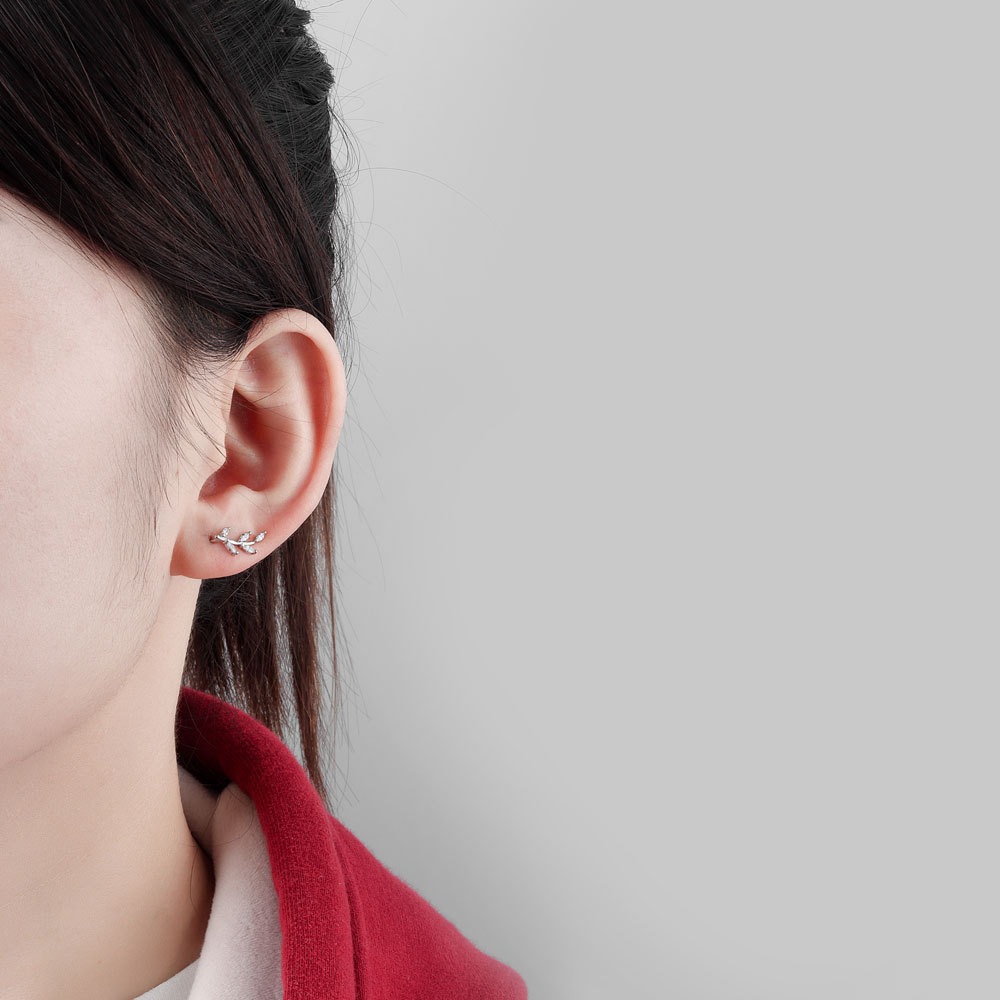 S925 sterling silver stud earrings marquise leaf earrings - Image 4