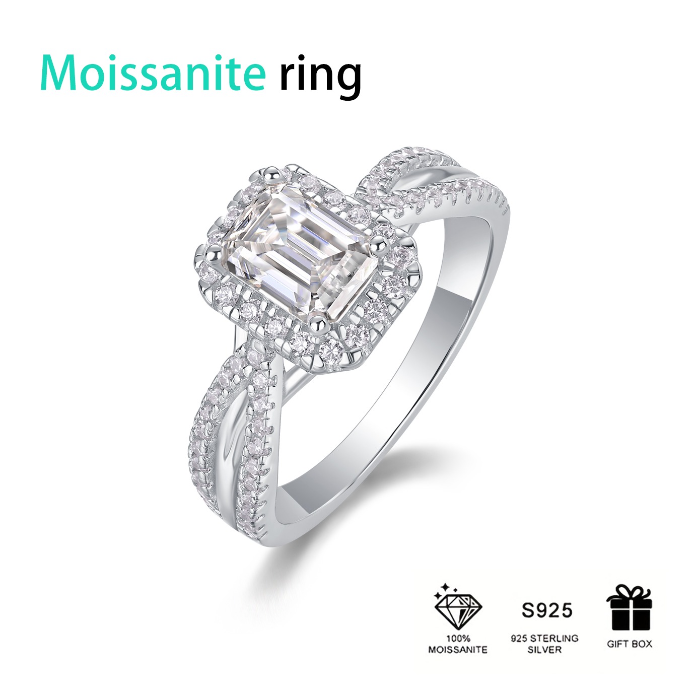 Moissanite Set Ring For Women Platinum Plated Silver D Color Vvs Moissanite Diamond Solitaire Engagement - Image 3