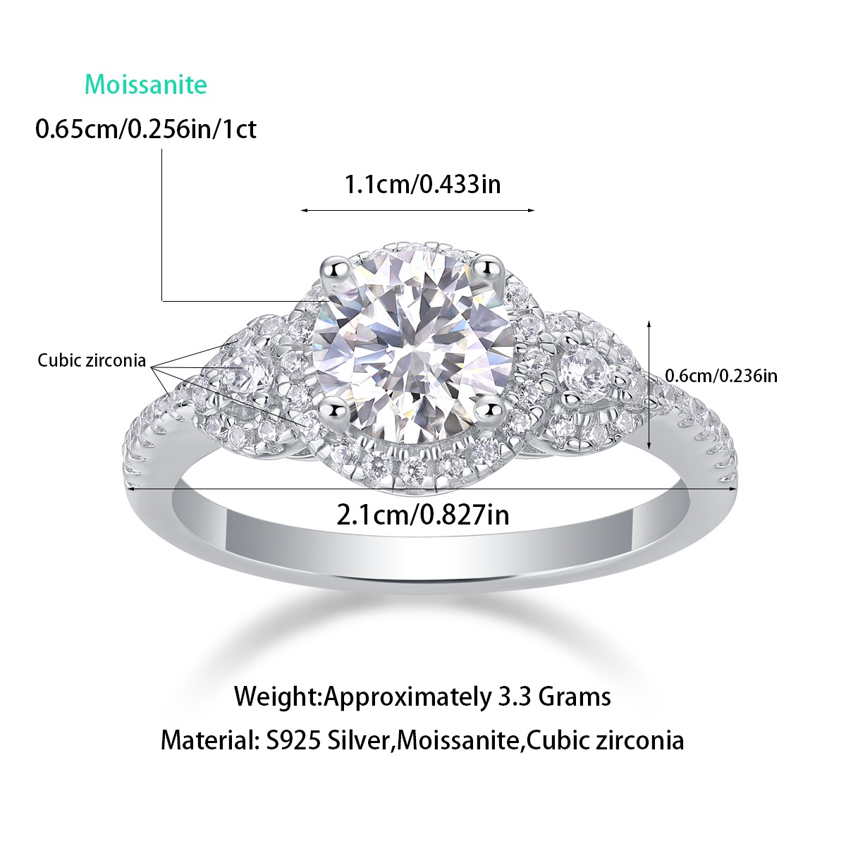 Jewelry Ring Wedding Custom Fashion Eternity White Gold Plated For Men 925 Sterling Silver Moissanite Ring - Image 2