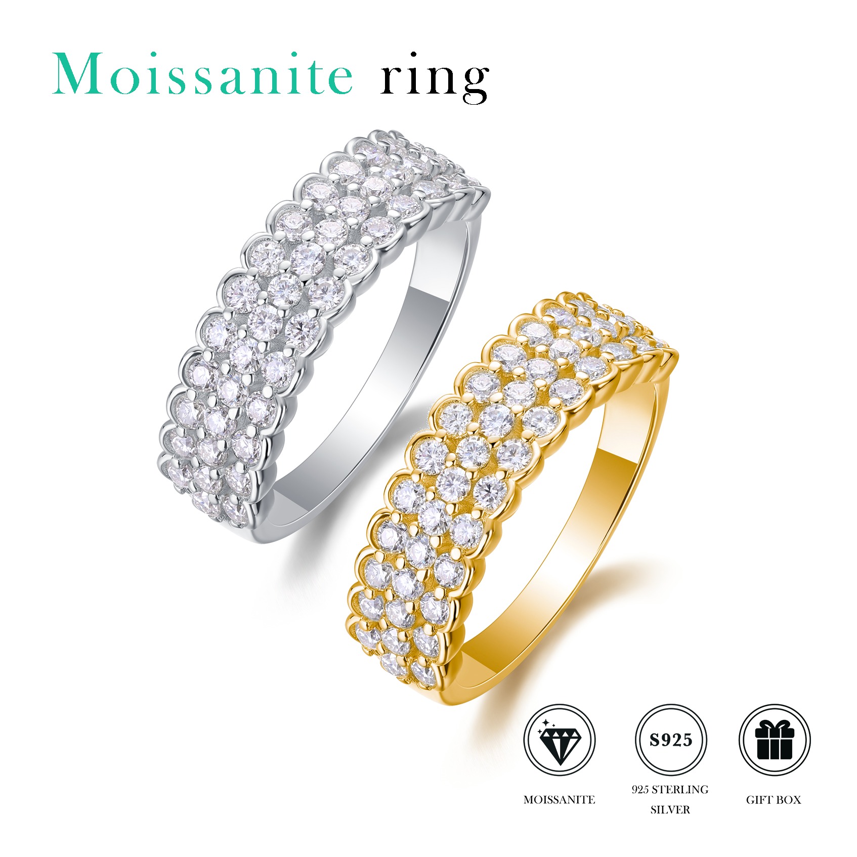 Jewelry 1ct S925 Sterling Silver Ring Female Inlaid Oval Moissanite Diamond Wedding Ring