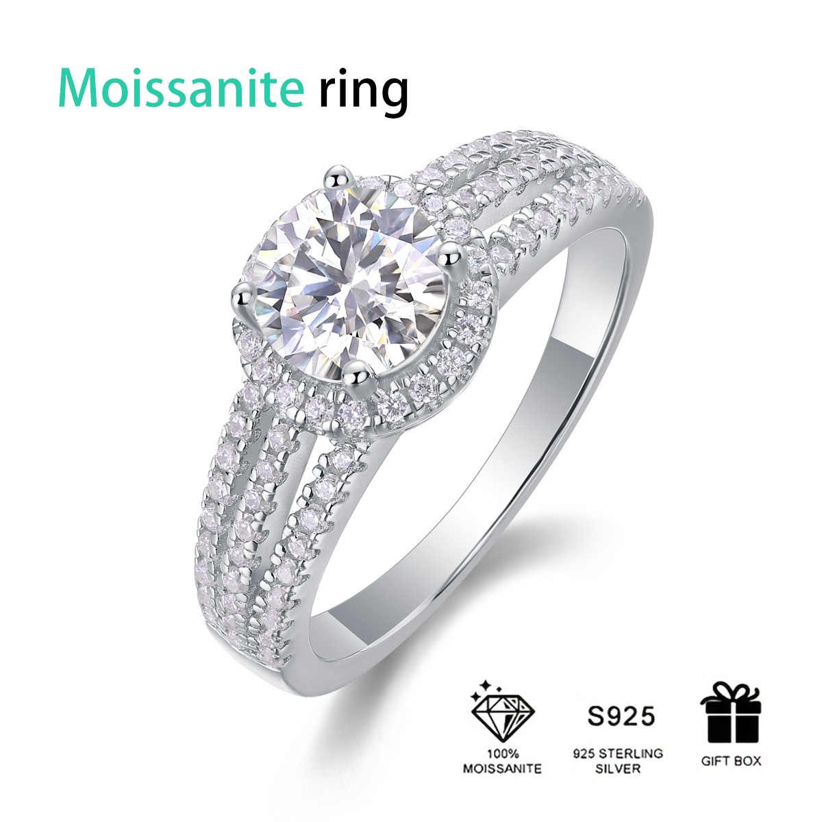 Customized Engagement Wedding Jewellery Rhodium Plated Woman Rings 925 Sterling Silver CZ Ring - Image 3