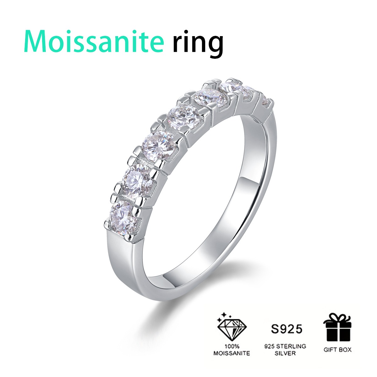 High Quality VVS1 1 CT 925 Sterling Silver Luxury D Color Diamond Moissanite Ring - Image 3