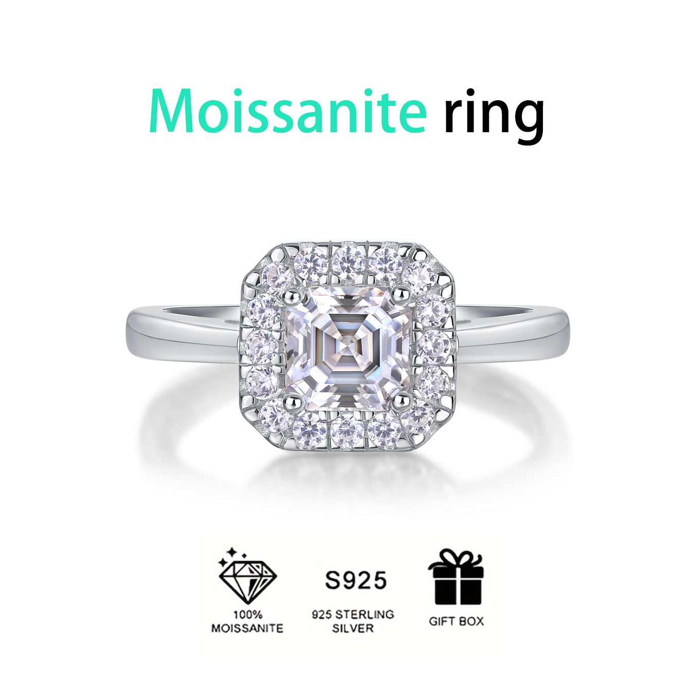S925 Sterling Silver Ring with 1ct Moissanite Center Stone Luxury Design for Special Occasions - Image 4
