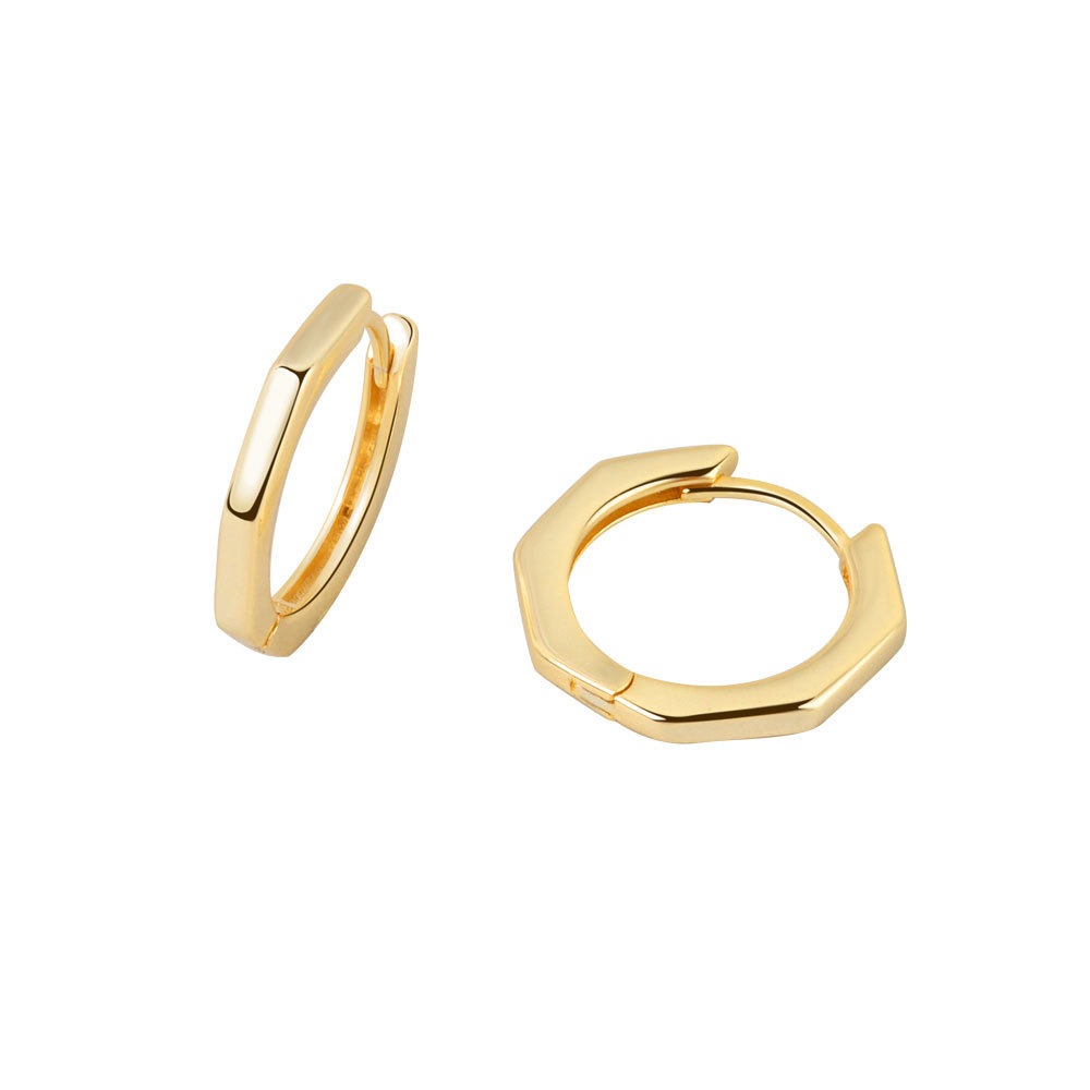 S925 sterling silver stud earrings geometric glossy earrings - Image 4