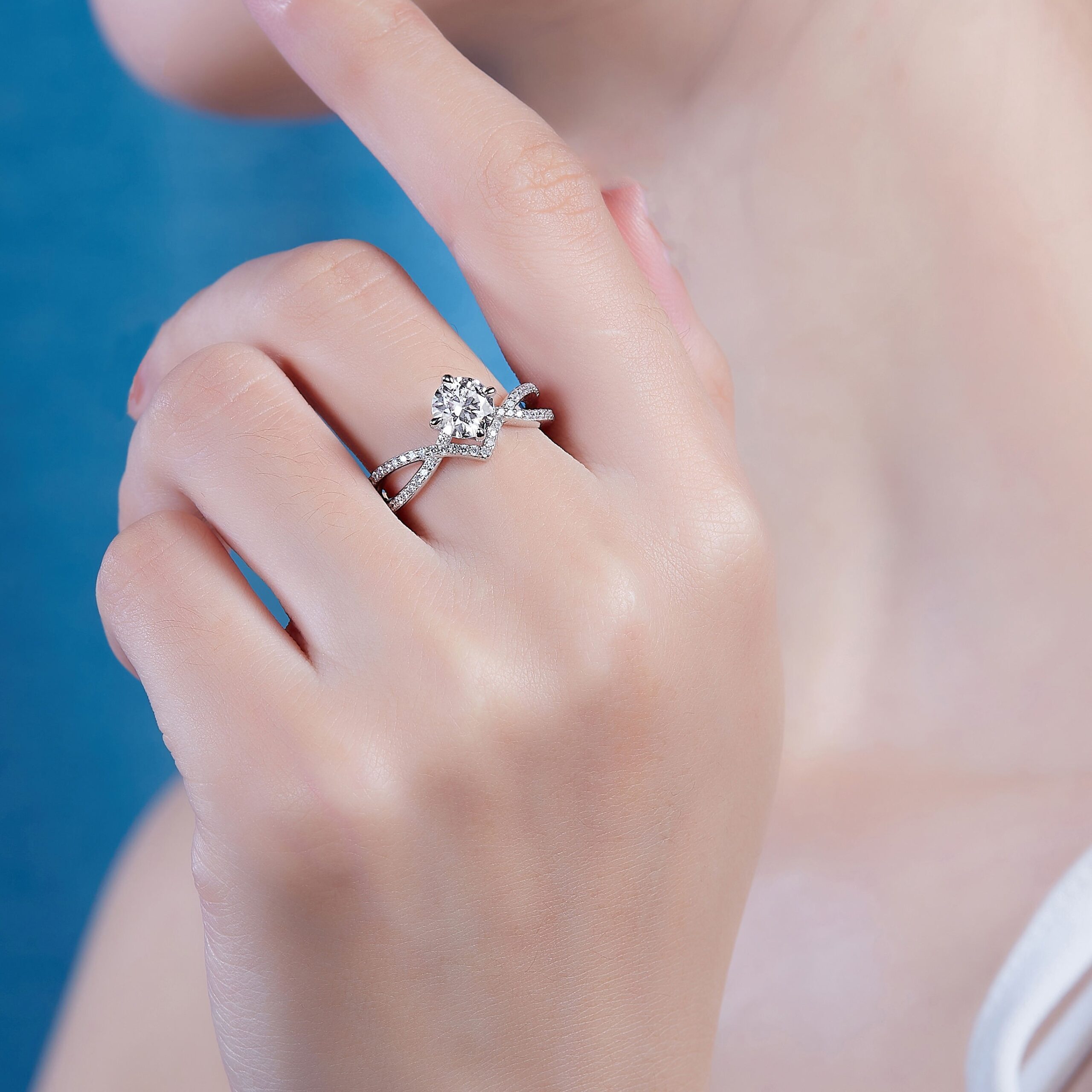 S925 Moissanite Rings Customized Women Luxury Fashion Romantic Sterling Silver Ring - Image 5