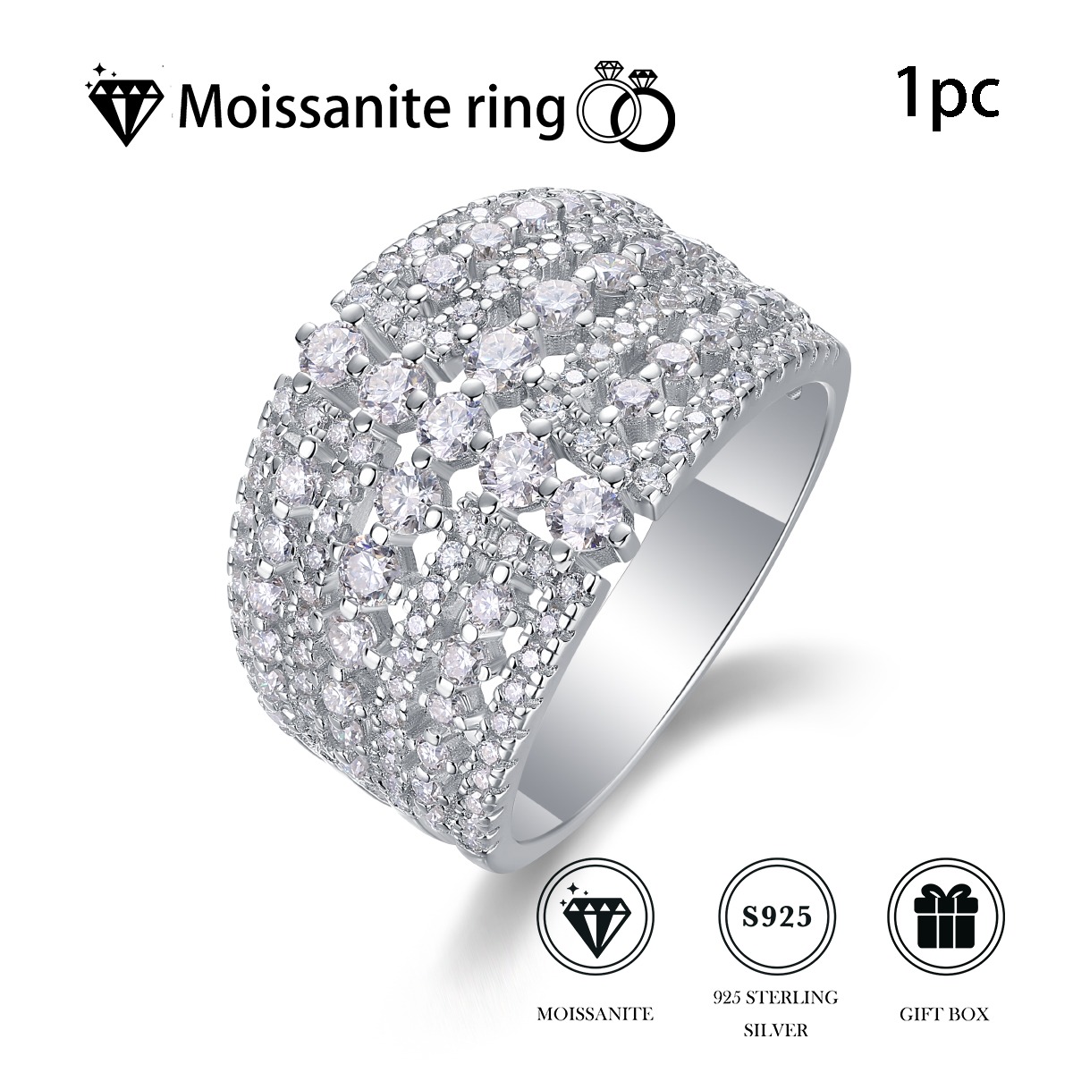 Custom High Quality Eternity Promise Moissanite Diamond Rings 925 Sterling Silver Wedding Engagement Ring for Women - Image 2