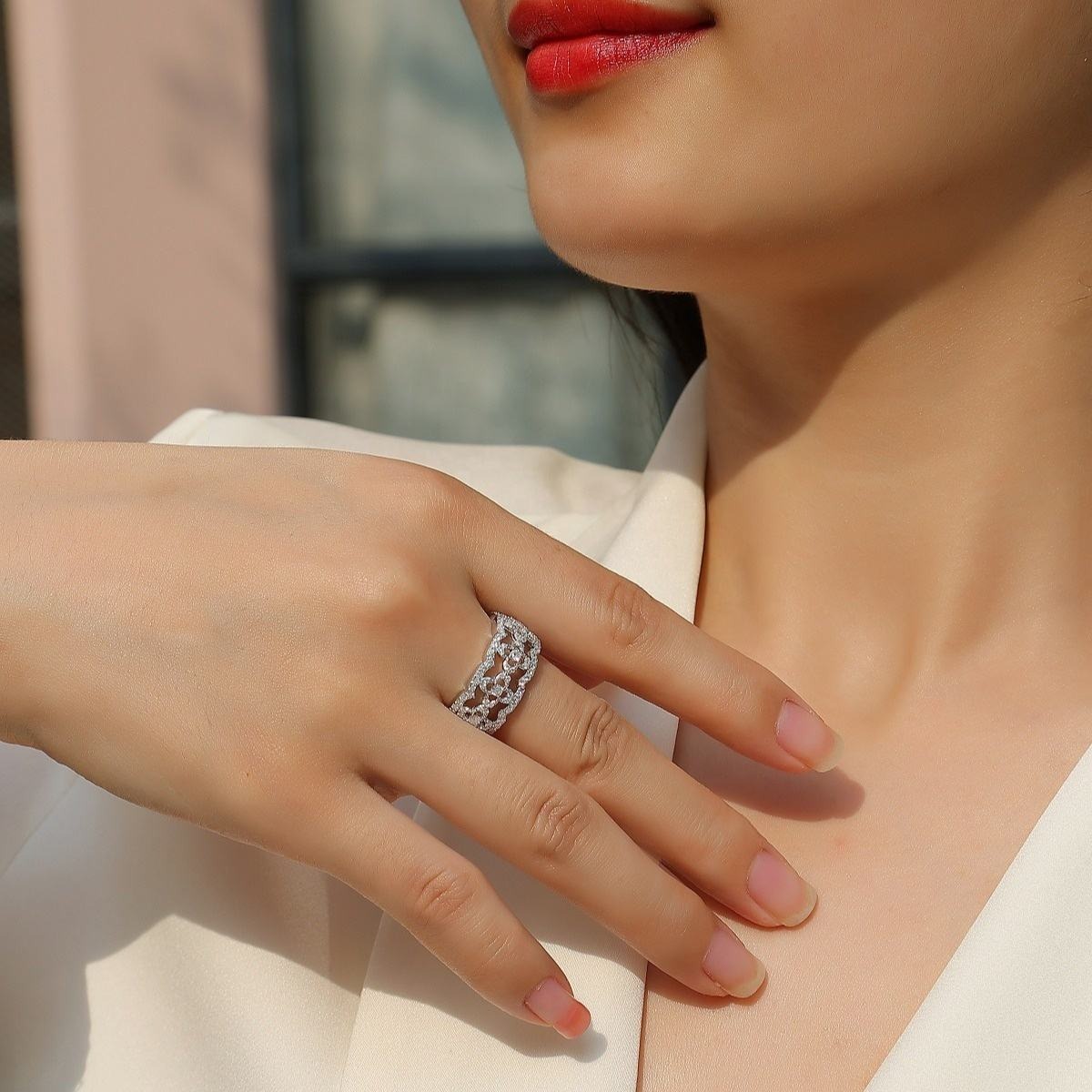 S925 Silver Floral Mandance Ring Moissanite Ring Jewelry Custom D Color Engagement Ring - Image 5