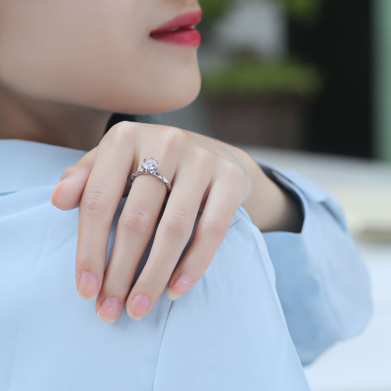 Moissanite Jewelry 0.5 Ct Real S925 Sterling Silver Ring Market Diamond Engagement Wedding Rings For Women - Image 5