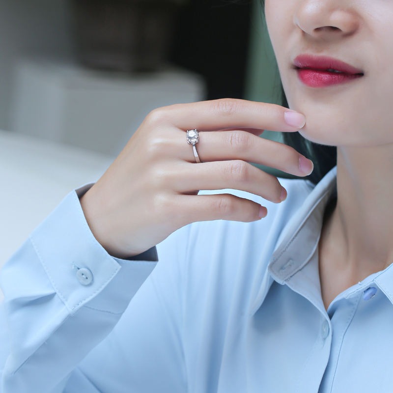 S925 Sterling Silver 0.5ct Moissanite Engagement Ring for Women - Image 5