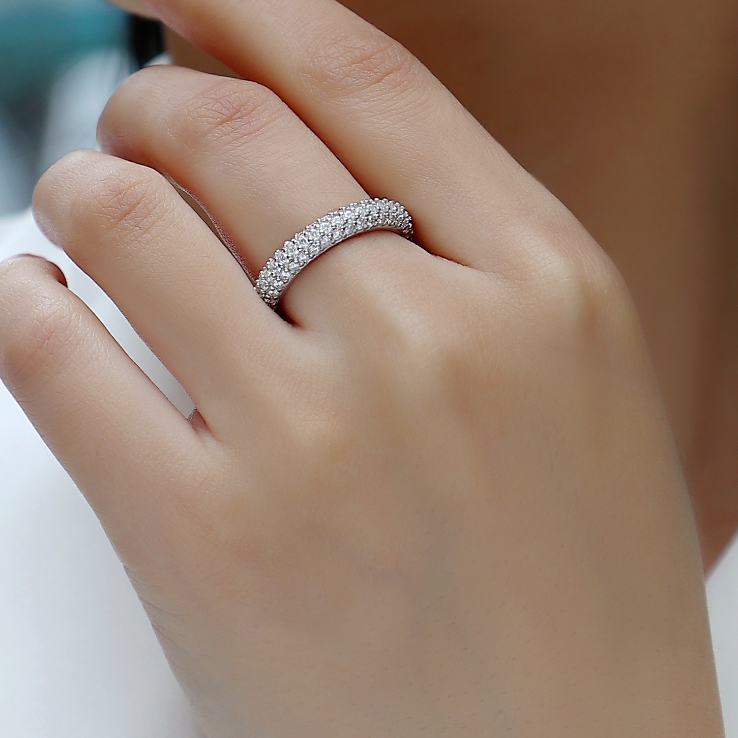 S925 sterling silver ring diamond moissanite love couple wedding engagement ring for women - Image 7