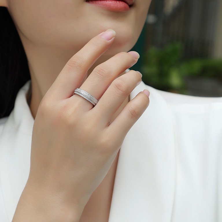 S925 sterling silver ring moissanite custom engagement wedding ring for women - Image 6