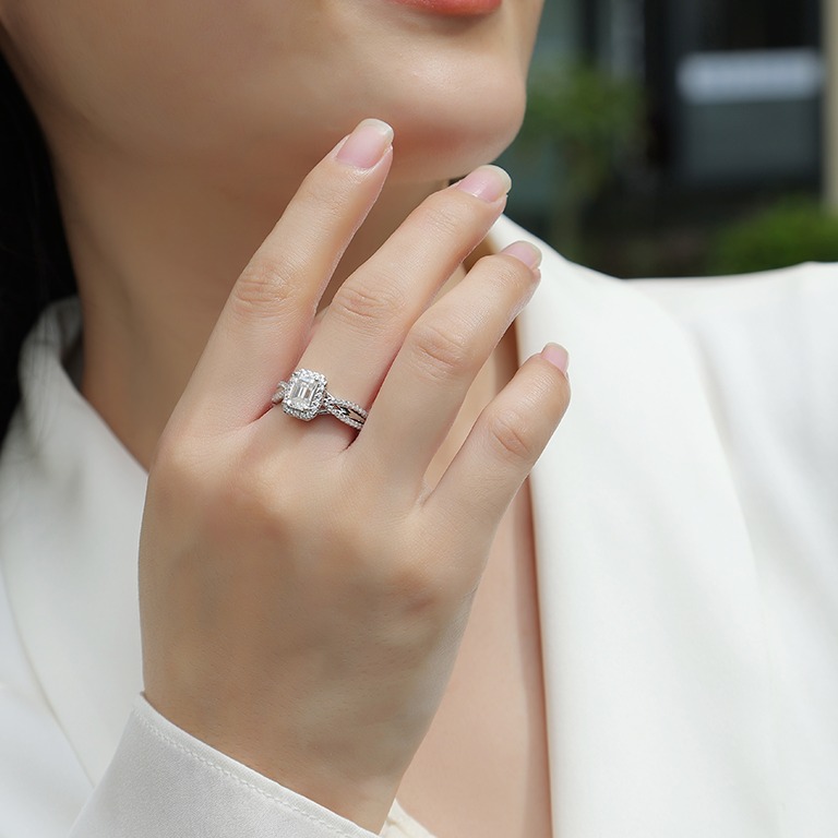 Women Mossinate Diamond Jewelry 925 Sterling Silver Ring 1ct Carat Diamond Moissanite Ring - Image 6