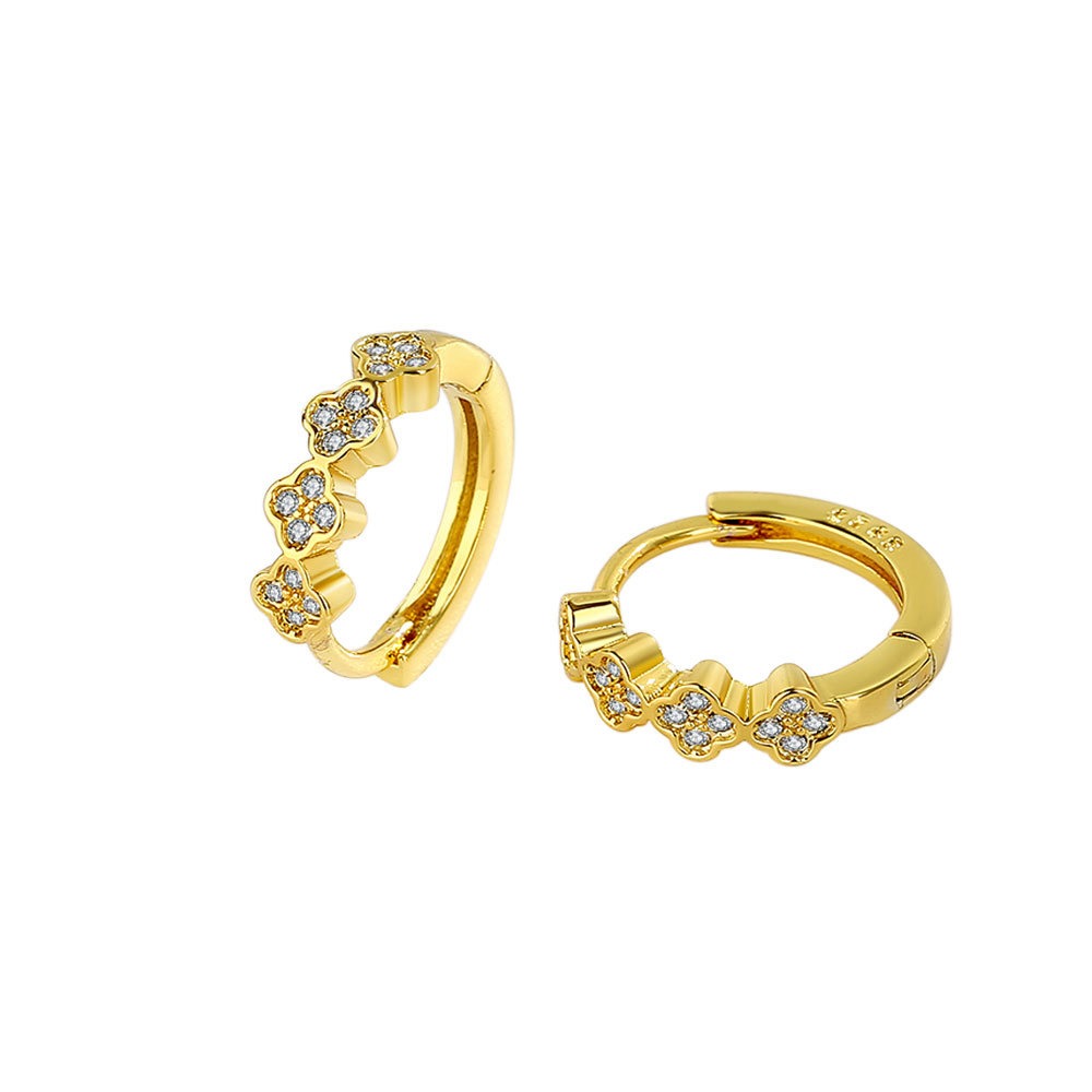 S925 sterling silver stud earrings geometric four-leaf clover earrings