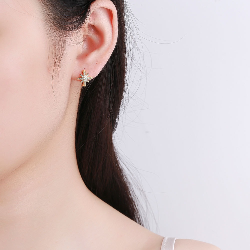 S925 sterling silver stud earrings star clip - Image 4