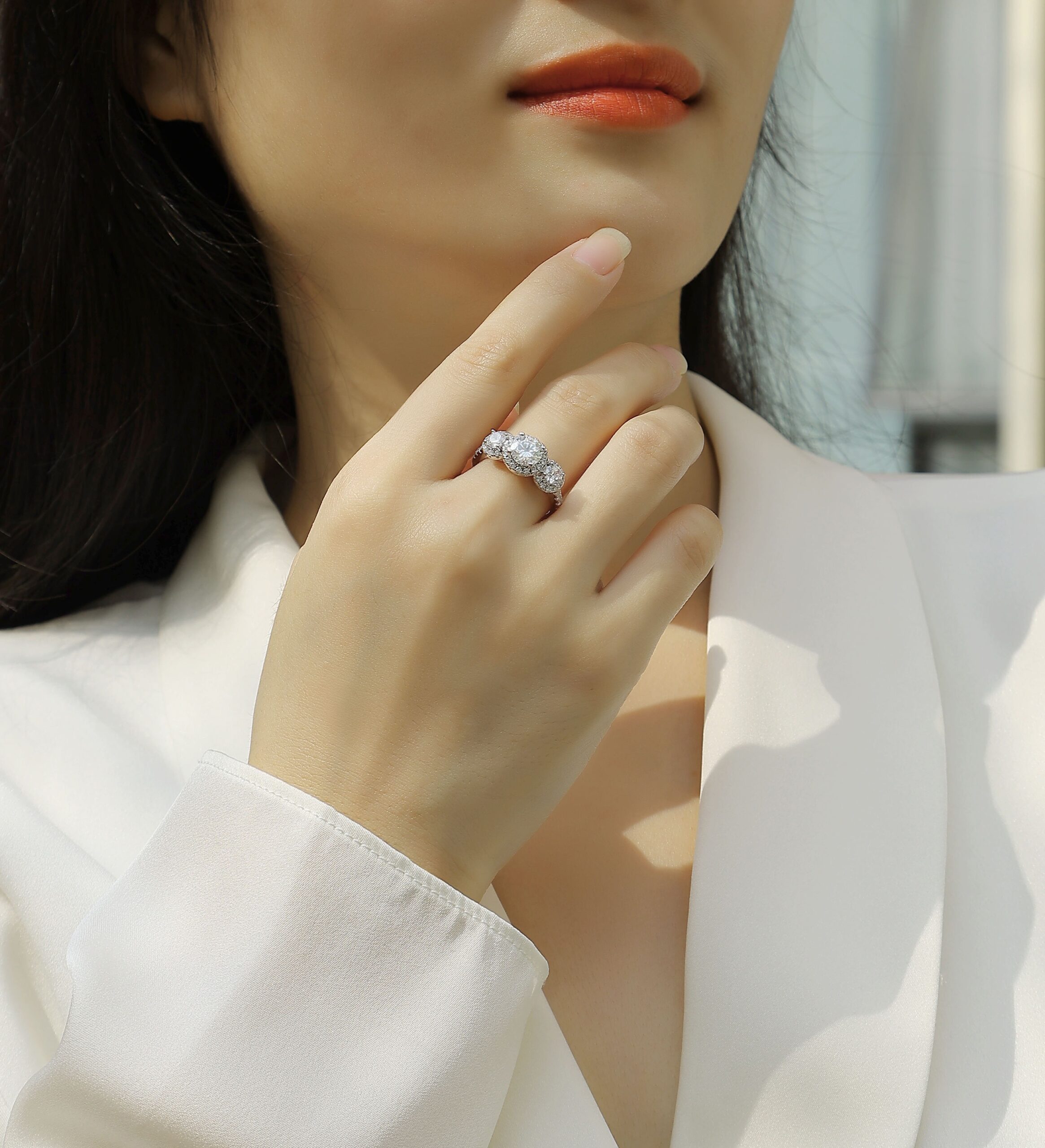 S925 Sterling Silver 1ct Moissanite Rings Exquisite Shiny Full Diamond Rings For Women Engagement Jewelry Manufacturer - Image 6