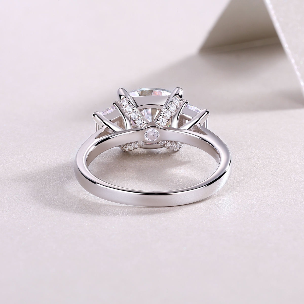 S925 silver rings plated moissanite ring for women moissanite big ring - Image 4
