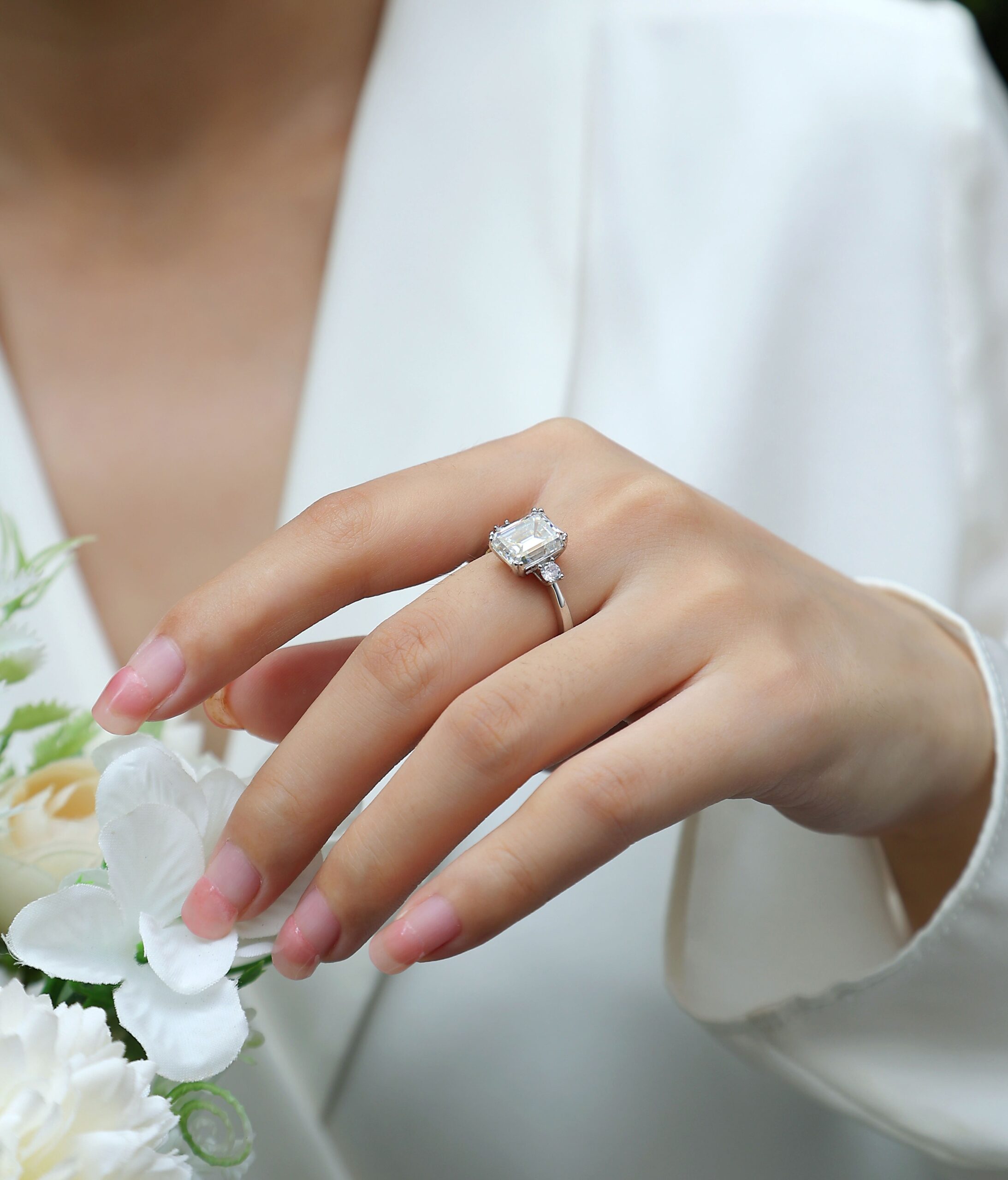 S925 sterling silver ring women moissanite stone finger ring cheap engagement moissanite ring - Image 5