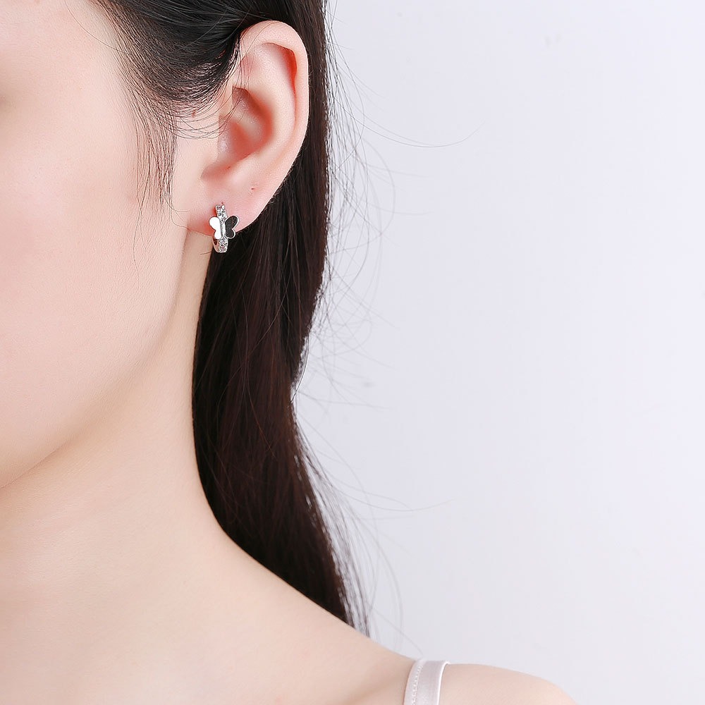 S925 sterling silver stud earrings butterfly earrings - Image 4
