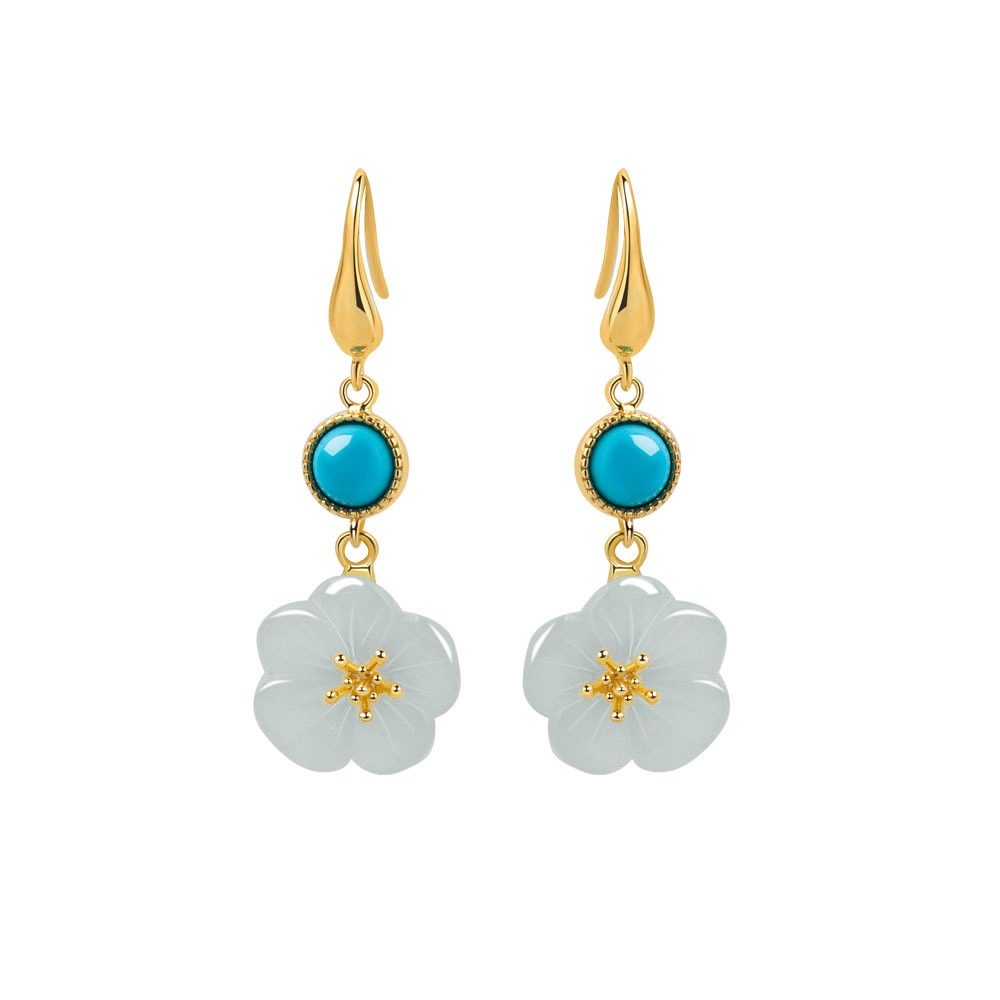 S925 sterling silver stud earrings and Tianyu flower earrings