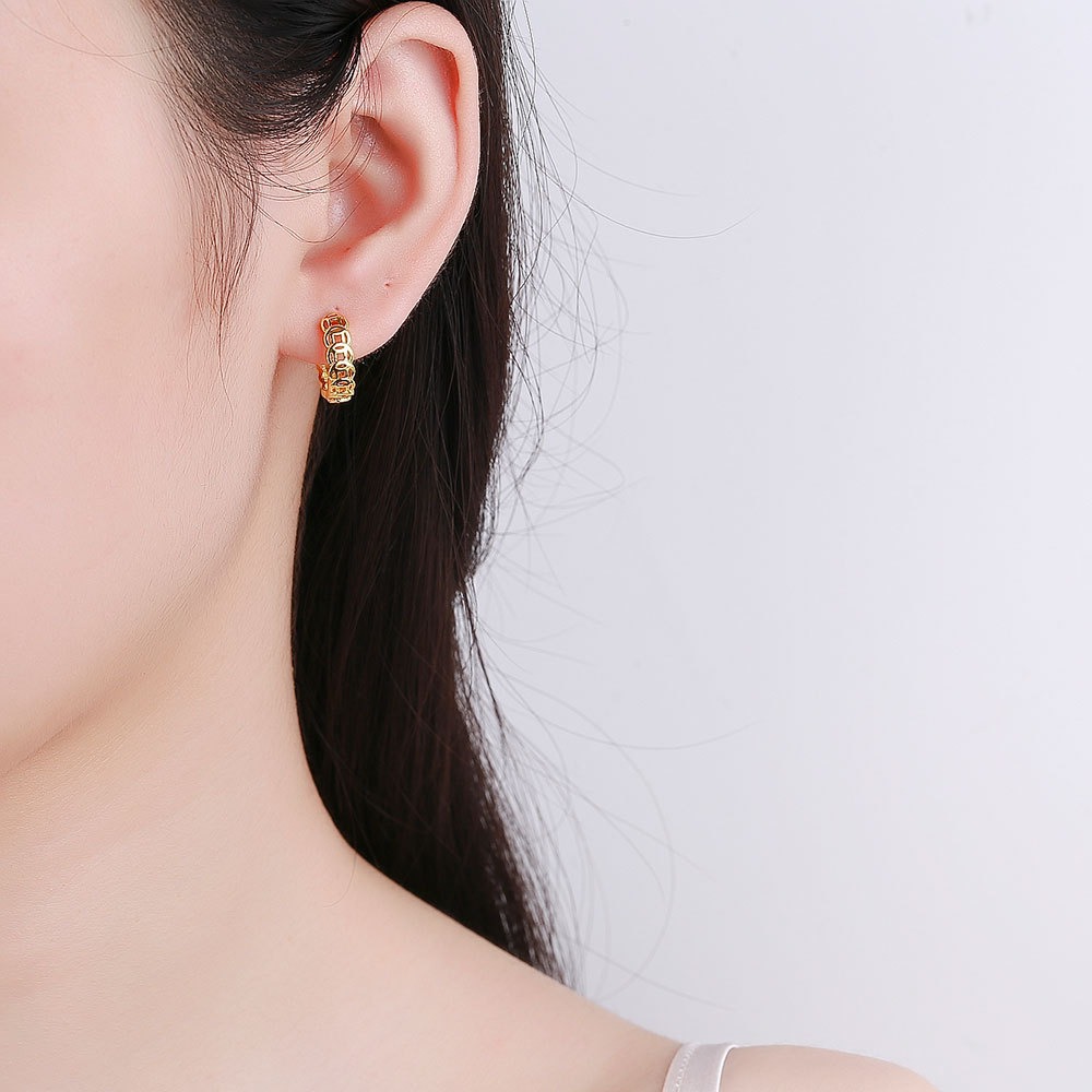 S925 sterling silver stud earrings glossy coin earrings - Image 4