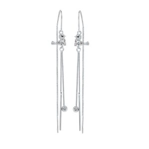 S925 sterling silver stud earrings long tassel earrings