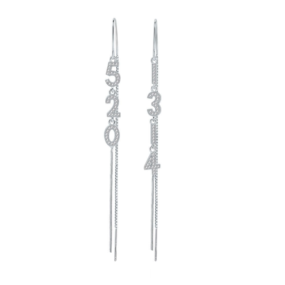 S925 sterling silver stud earrings long tassel earrings