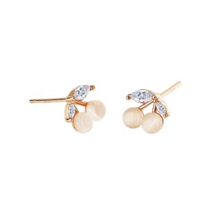 S925 sterling silver stud earrings cherry opal earrings
