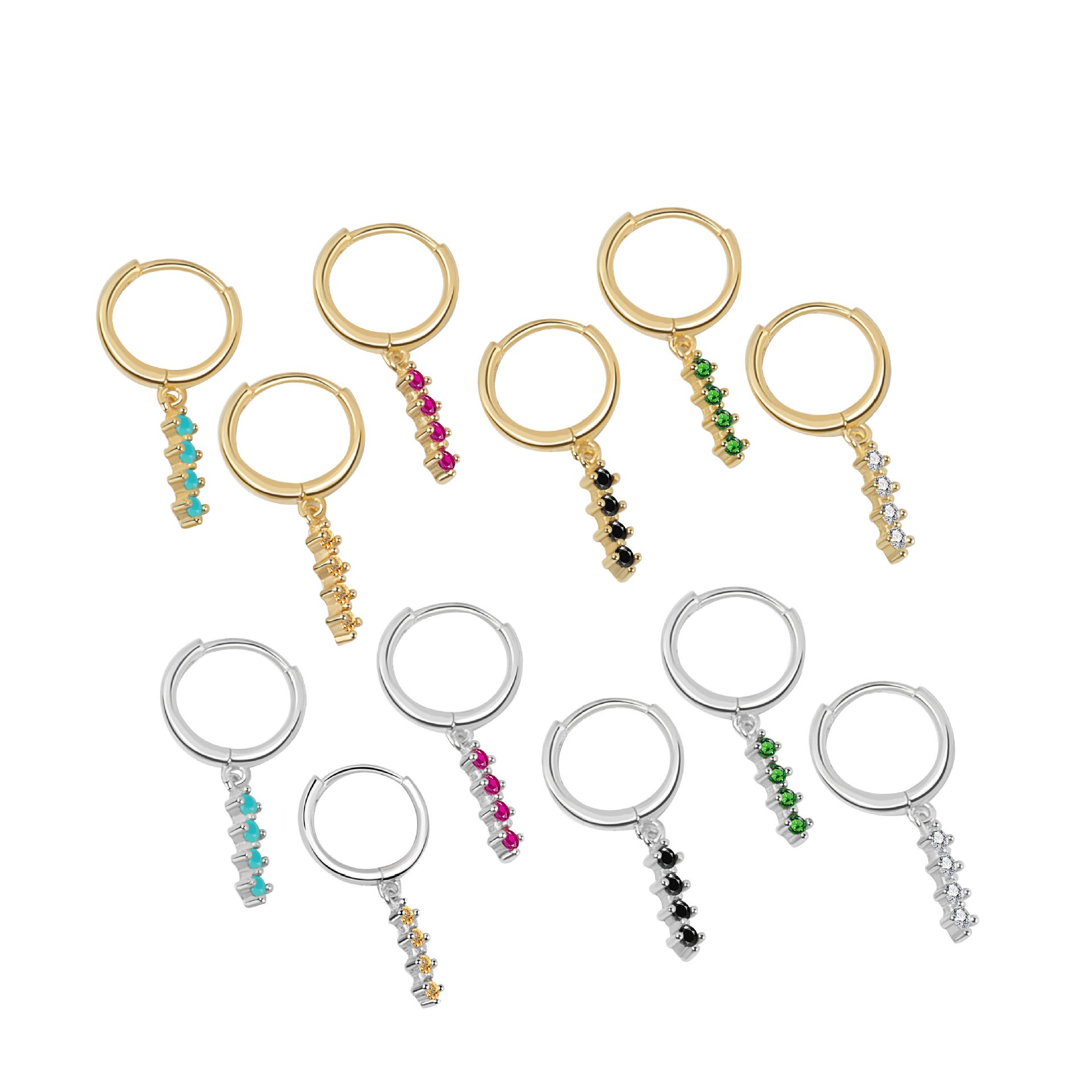 S925 sterling silver stud earrings round