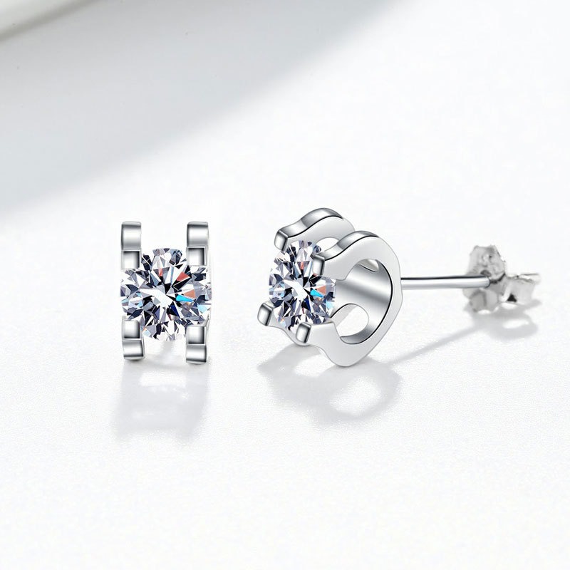 S925 sterling silver stud earrings GRA moissanite earrings - Image 4