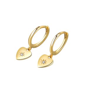 S925 sterling silver stud earrings heart-shaped earrings