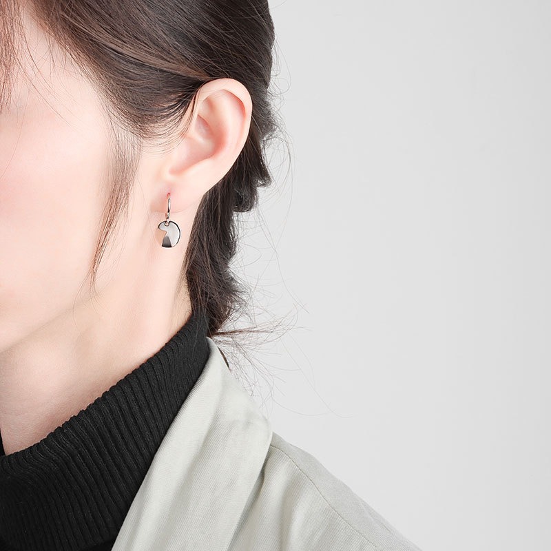 S925 sterling silver stud earrings with tassel round disc earrings - Image 4