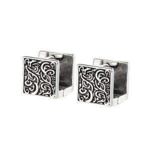 S925 sterling silver stud earrings matte square