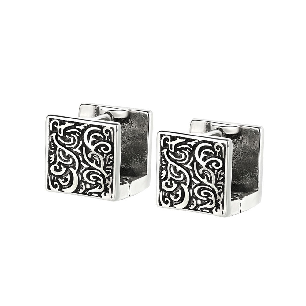 S925 sterling silver stud earrings matte square