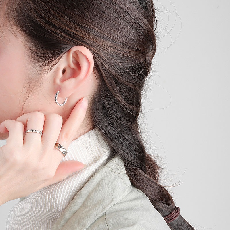 S925 sterling silver stud earrings geometric flower earrings - Image 6